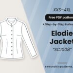 Button Front Jacket free PDF sewing pattern SC1008 with step-by-step instructions, sizes XXS–4XL