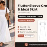 Flutter Sleeve Crop Top and Maxi Skirt free PDF sewing pattern SC1010 with step-by-step instructions, sizes XXS–4XL