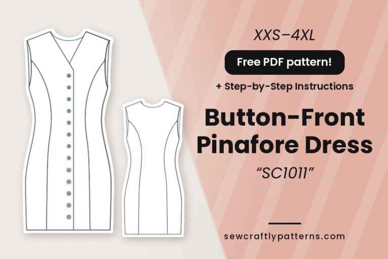 Button Front Pinafore Dress Sewing Pattern