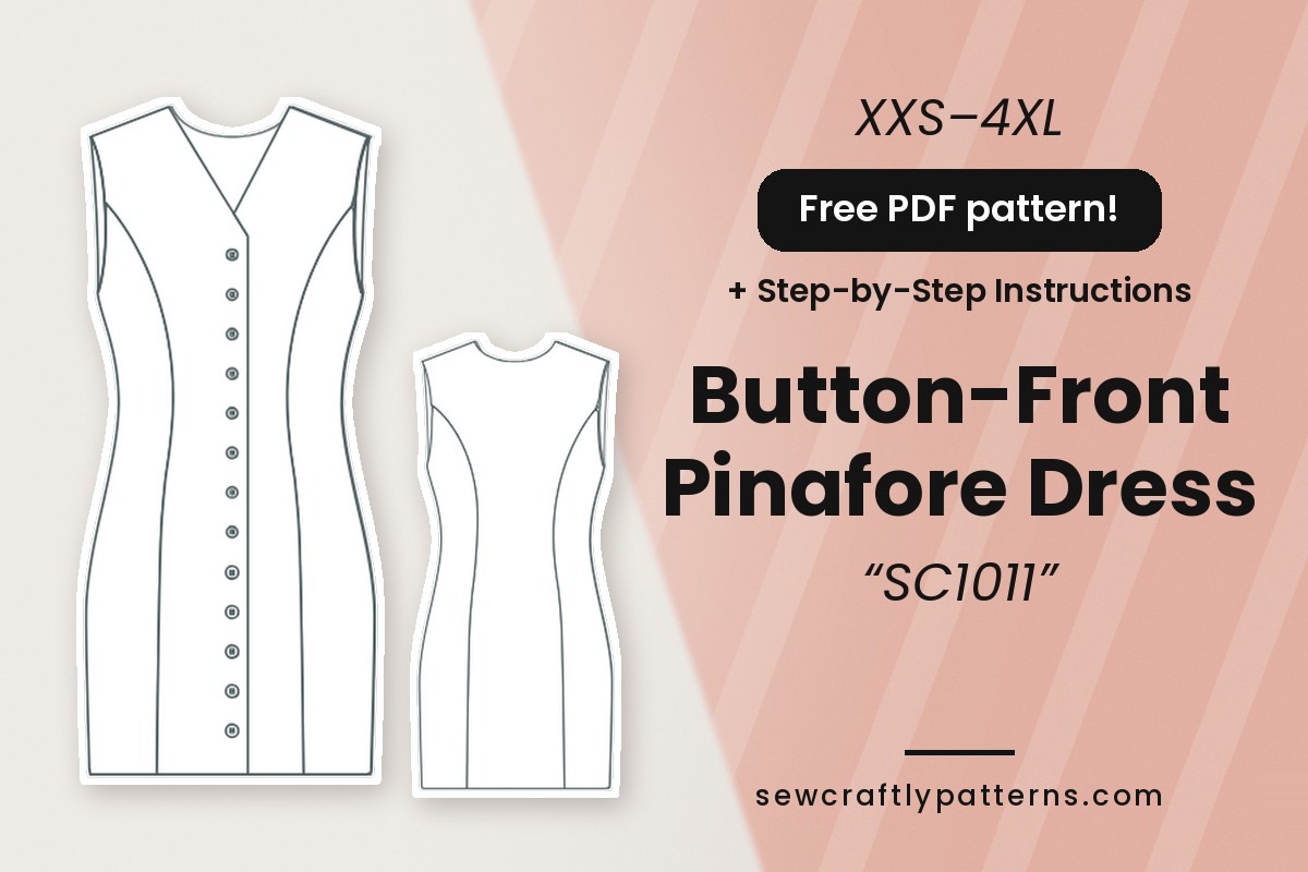 Button Front Pinafore Dress Sewing Pattern – Free PDF #SC1011