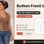 Button Front Vest free PDF sewing pattern SC1012 with step-by-step instructions, sizes XXS–4XL