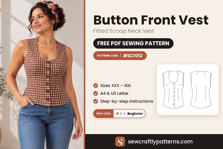 Button Front Vest Sewing Pattern