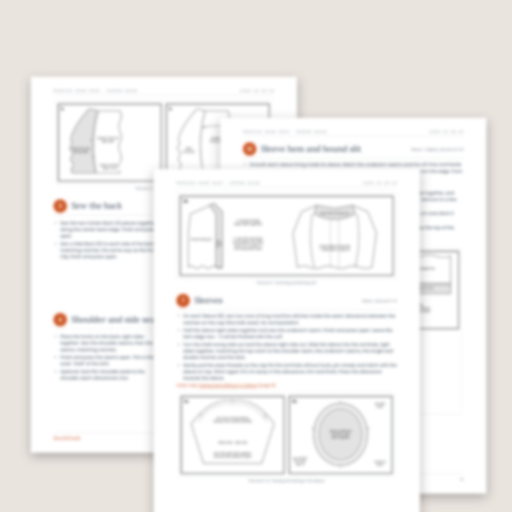 Princess seam shirt printable sewing tutorial PDF with illustrated step-by-step instructions