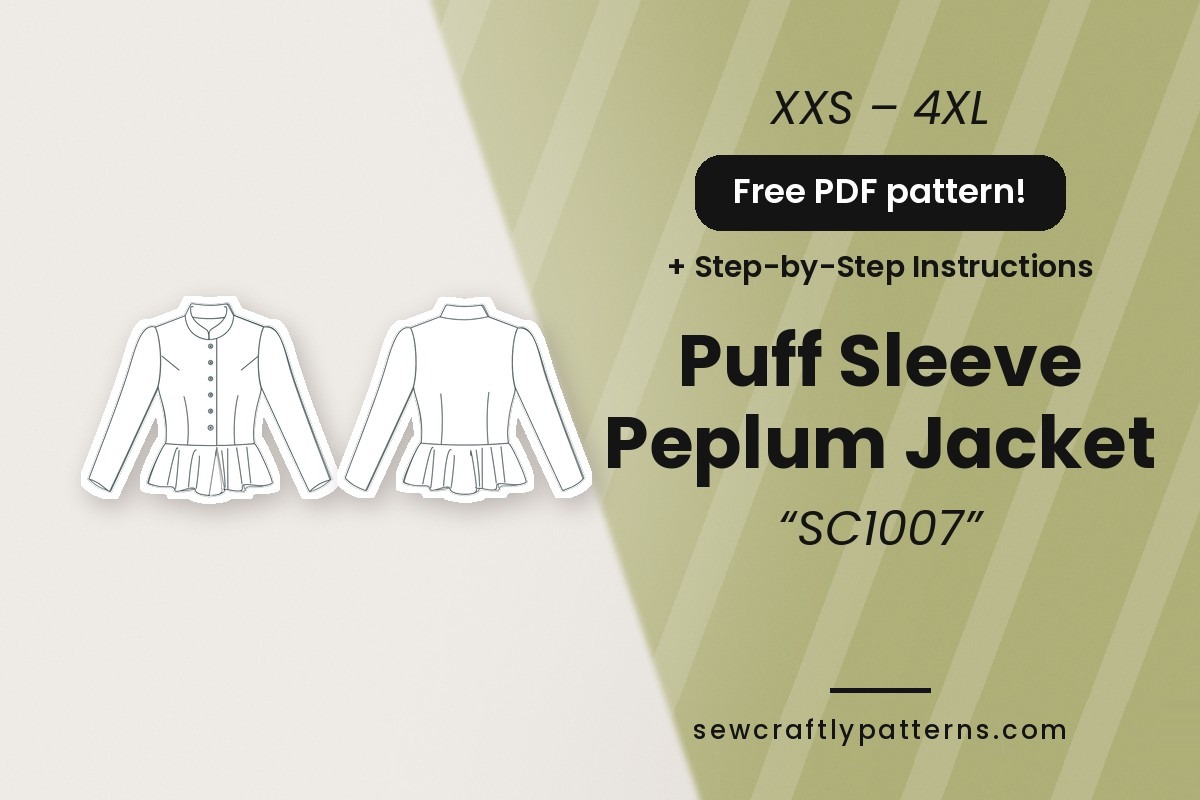 Puff Sleeve Peplum Jacket Sewing Pattern – Free PDF #SC1007