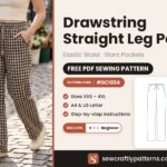 Drawstring straight leg pants free PDF sewing pattern SC1024 with step-by-step instructions, sizes XXS to 4XL
