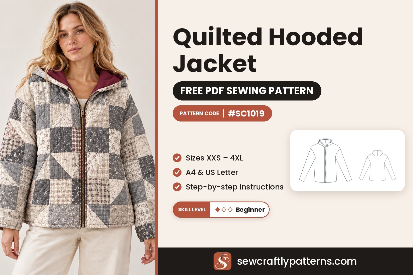 Quilted Hooded Jacket Sewing Pattern – Free PDF