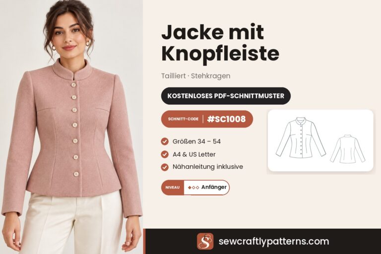 Jacke mit Knopfleiste Schnittmuster kostenlos als PDF, SC1008