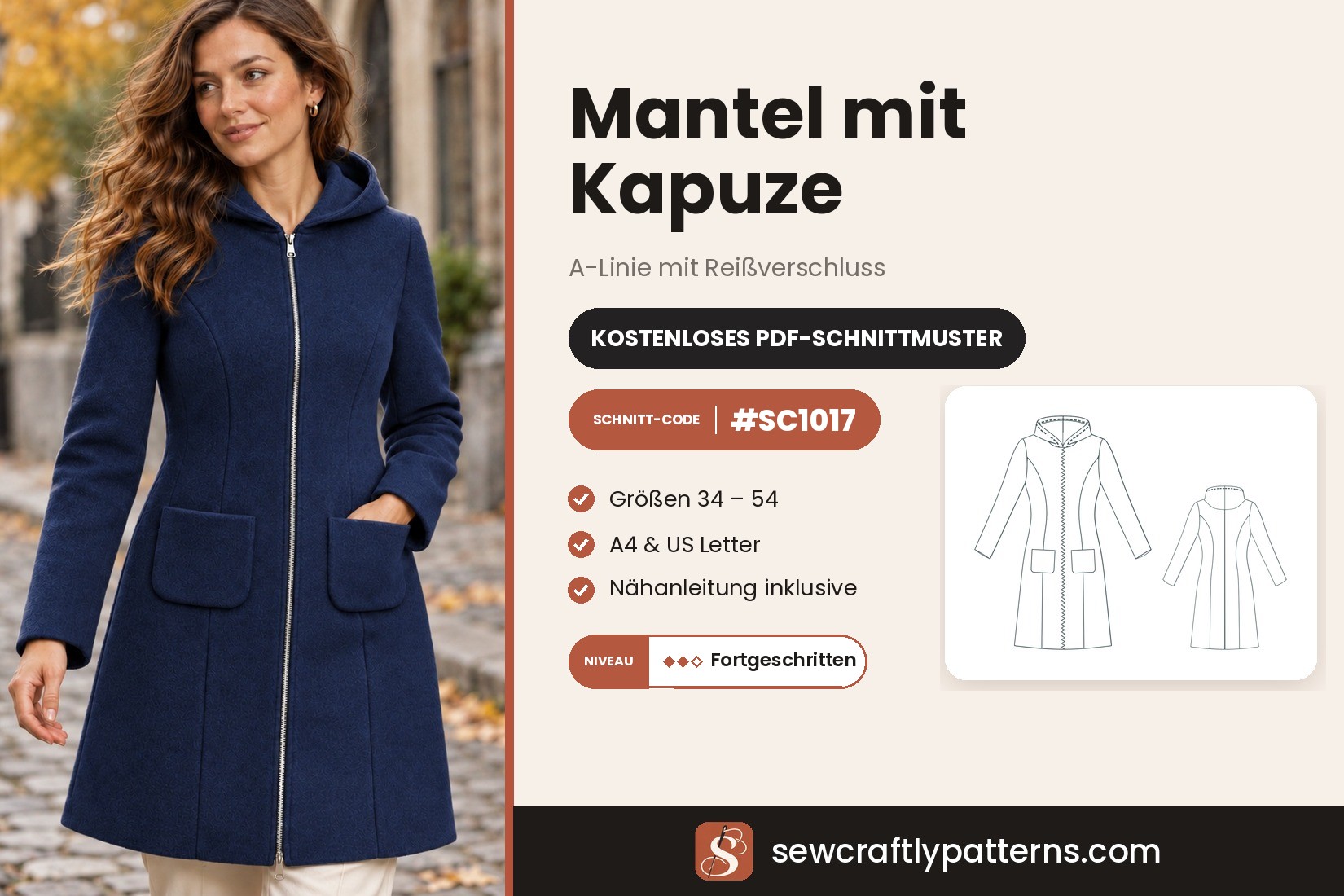 Kapuzenmantel Schnittmuster – Kostenloses PDF