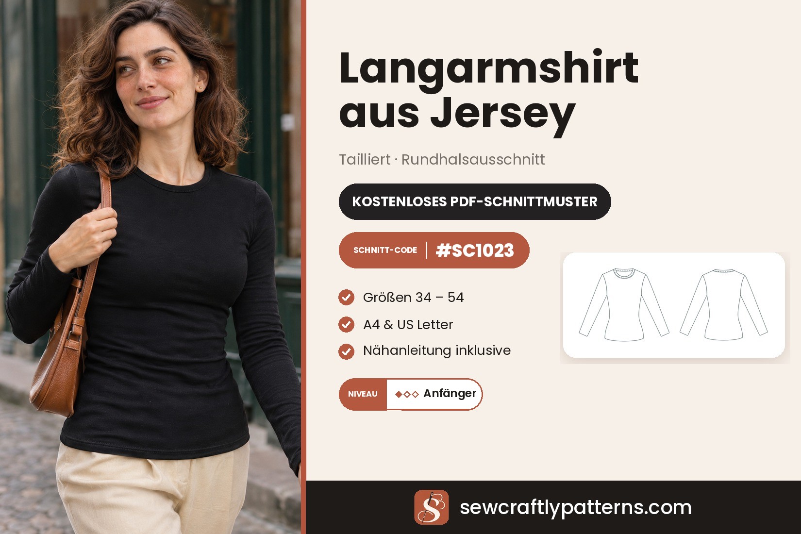 Langarmshirt Schnittmuster – Kostenloses PDF