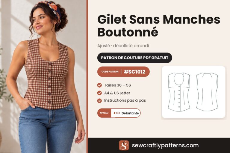 Patron gilet sans manches gratuit en PDF, SC1012