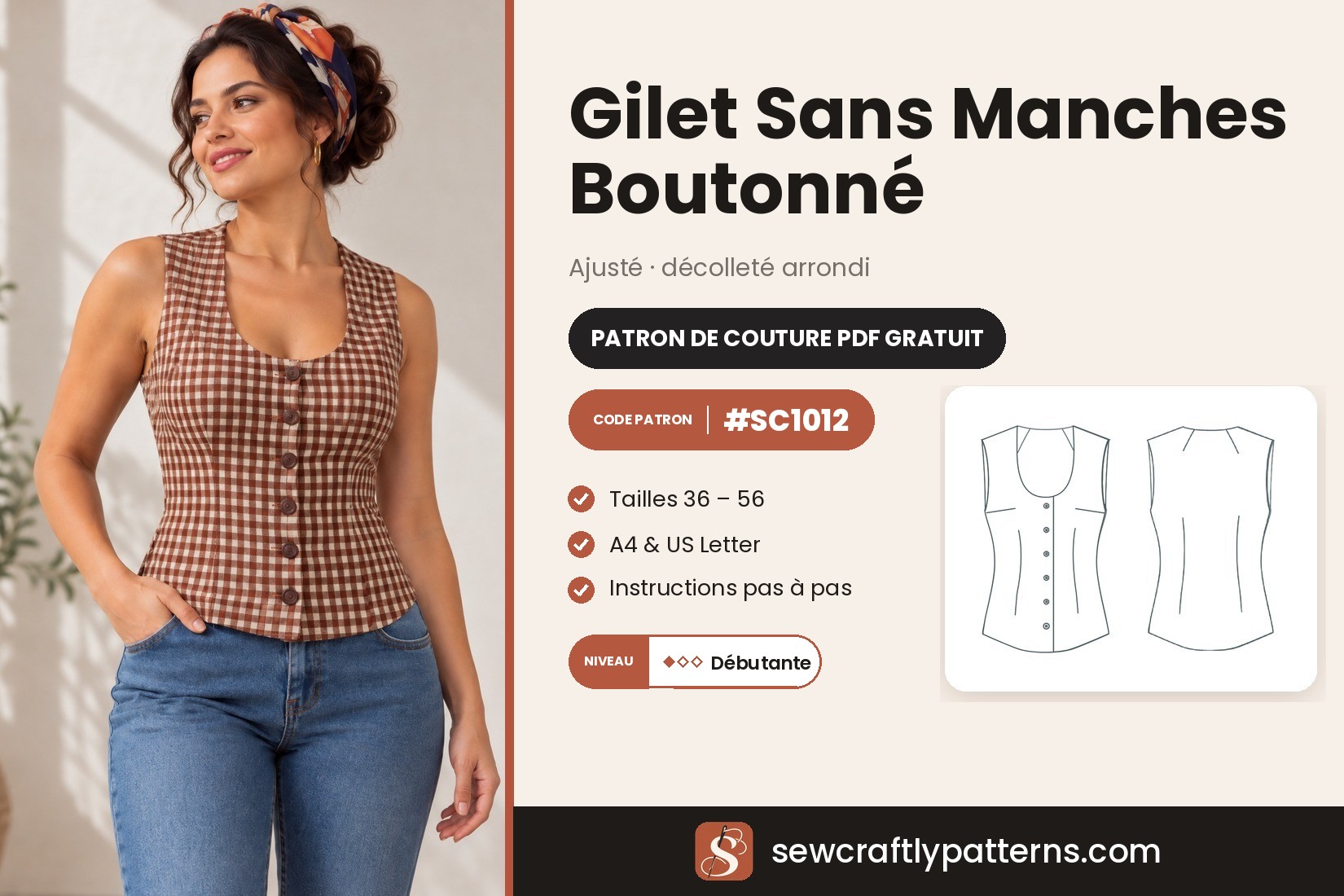 Patron Gilet Sans Manches – PDF Gratuit