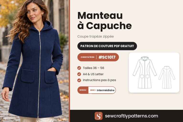 Patron manteau à capuche gratuit en PDF, SC1017