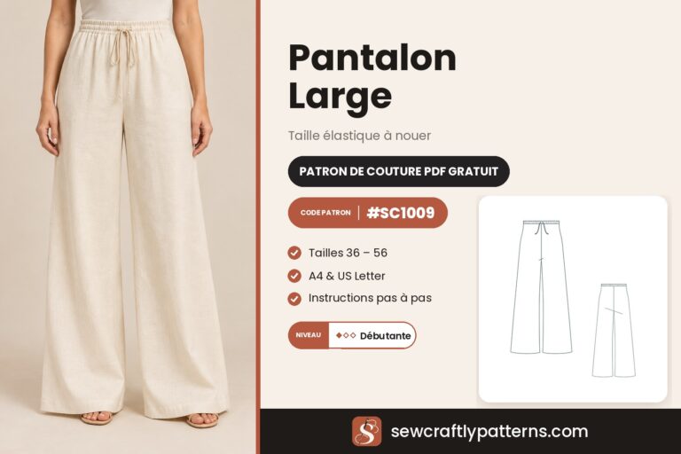 Patron pantalon large gratuit en PDF, SC1009