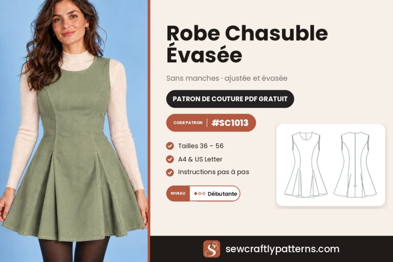 Patron robe chasuble évasée gratuit en PDF, SC1013