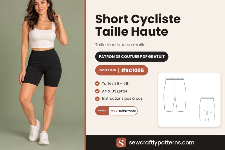 Patron short cycliste gratuit en PDF, SC1005