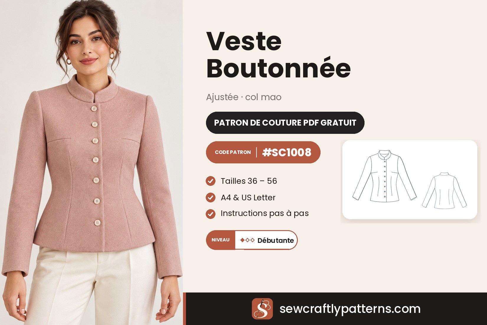 Patron Veste Boutonnée – PDF Gratuit