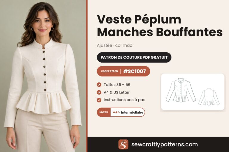 Patron veste peplum gratuit en PDF, SC1007