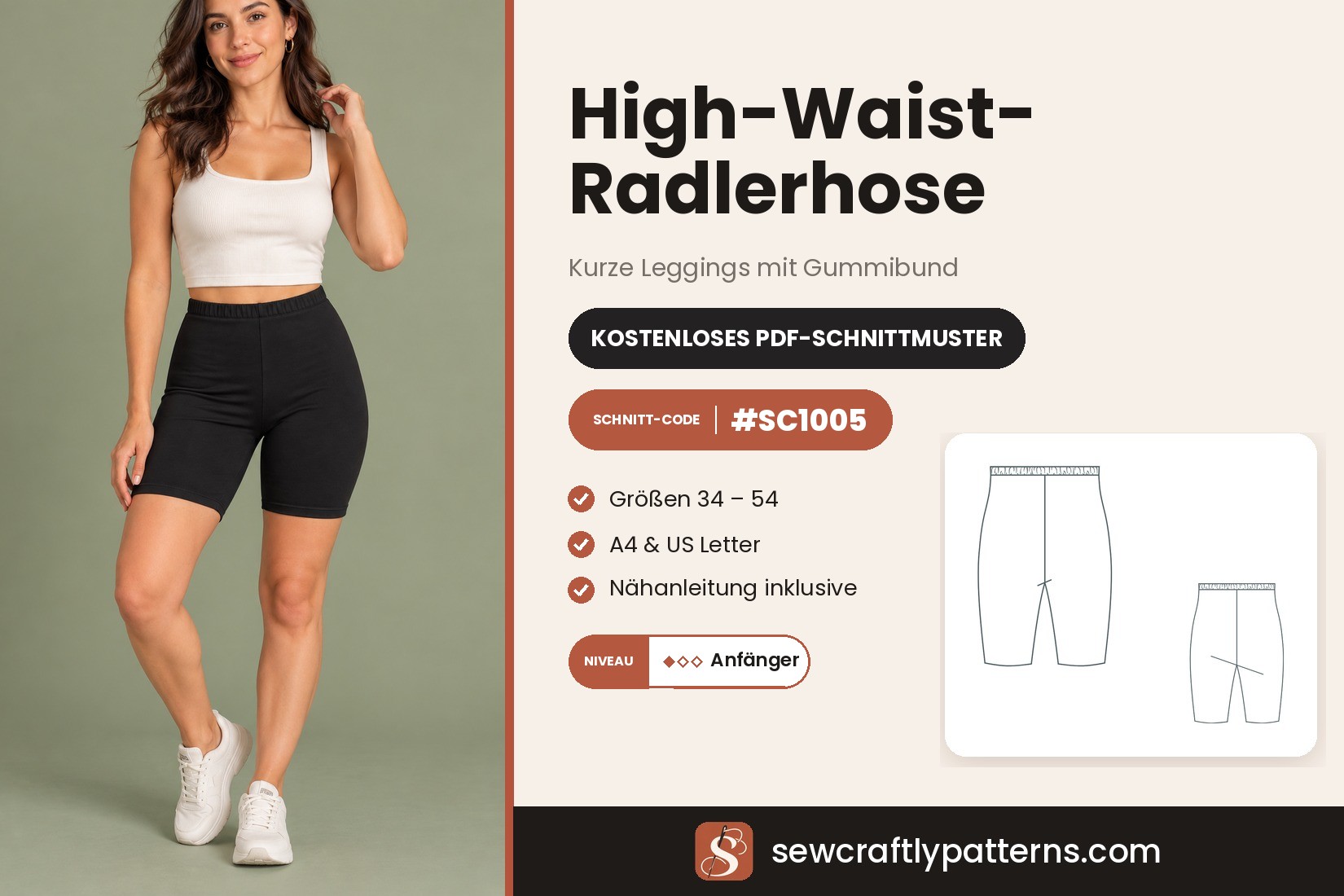 Radlerhose Schnittmuster – Kostenloses PDF