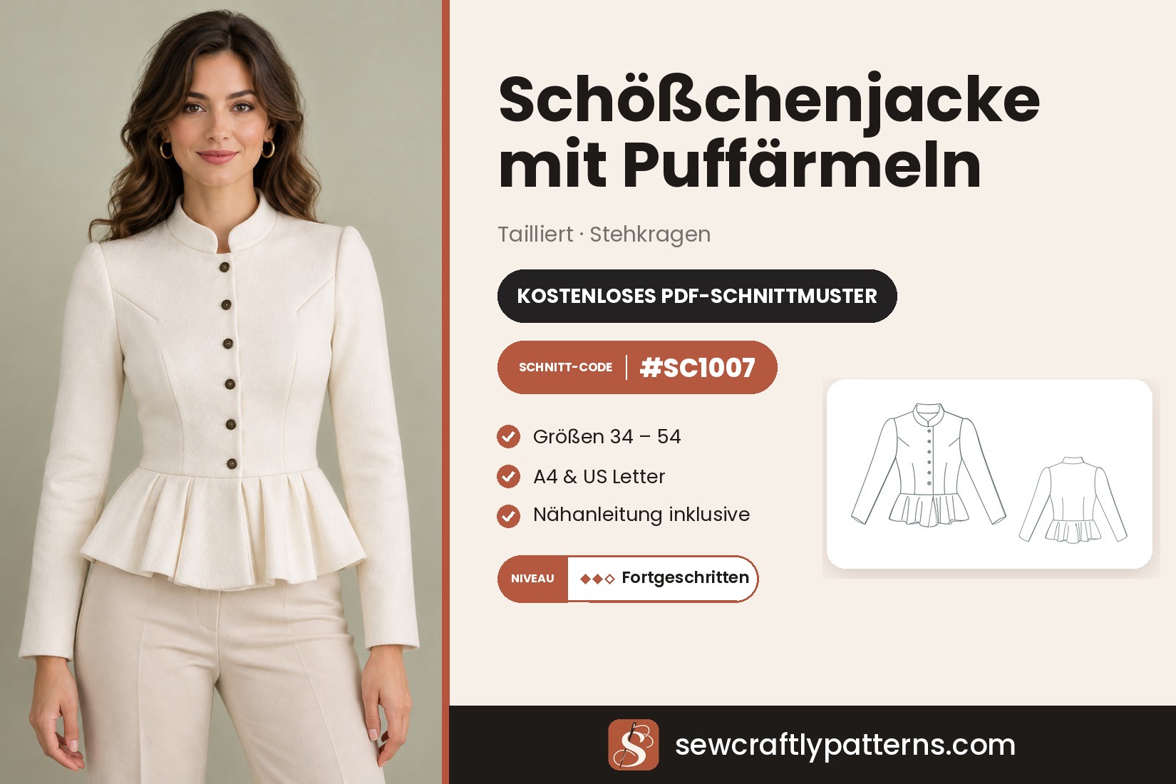 Schößchenjacke Schnittmuster – Kostenloses PDF