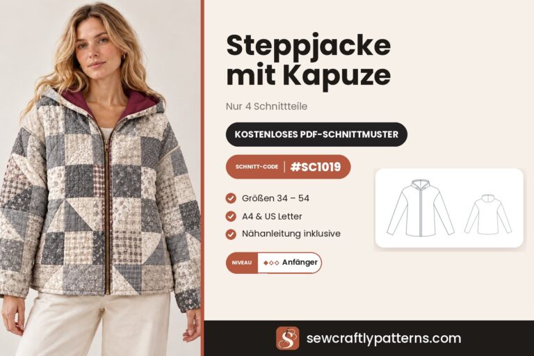 Steppjacke mit Kapuze Schnittmuster kostenlos als PDF, SC1019