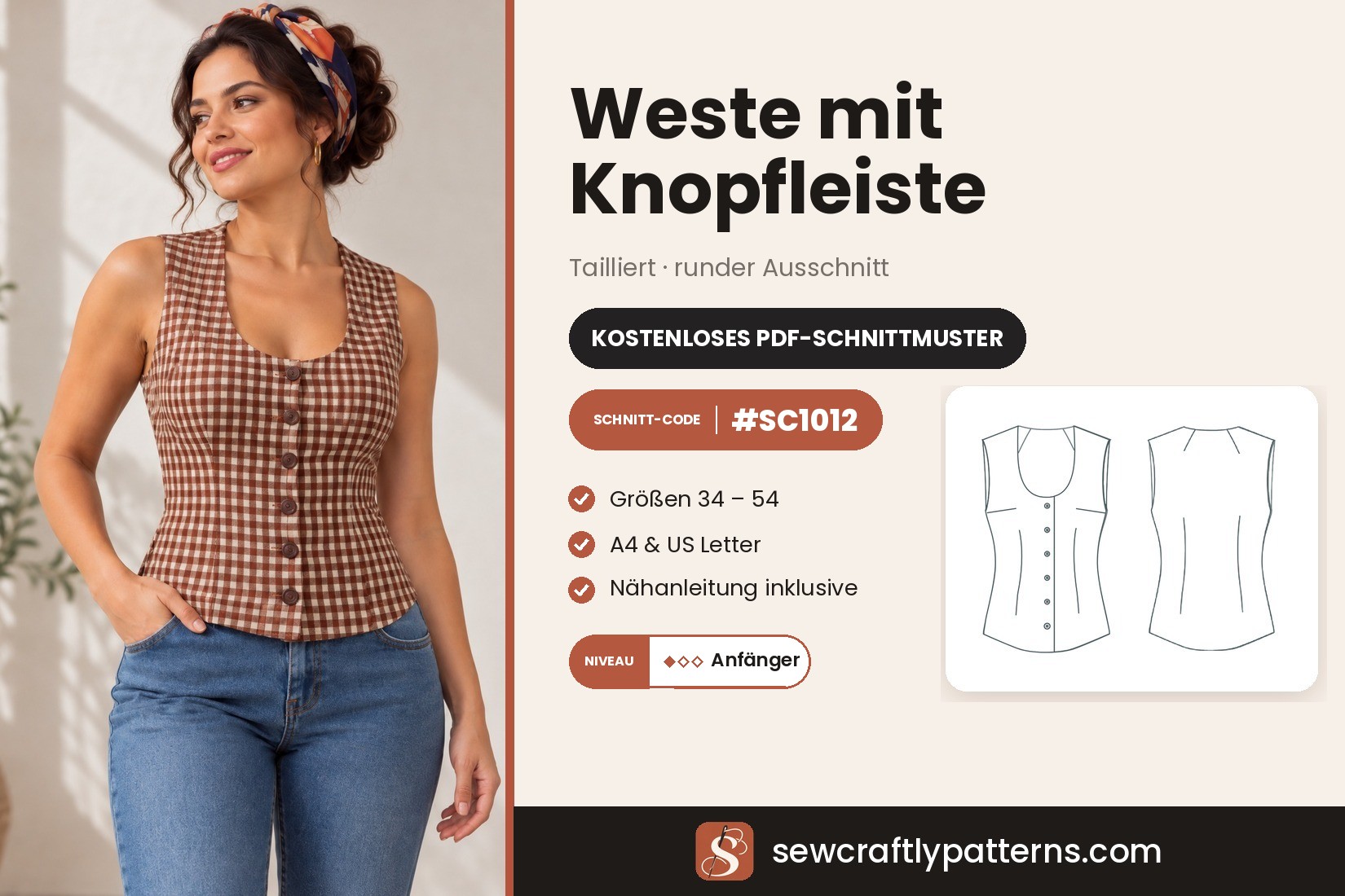 Weste Schnittmuster – Kostenloses PDF