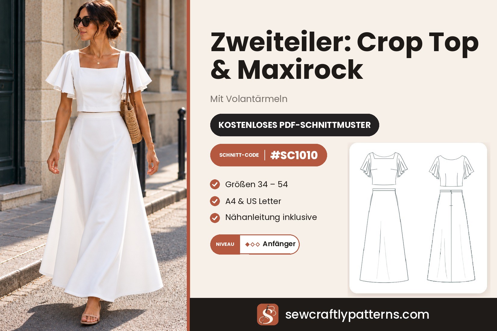 Zweiteiler Schnittmuster – Kostenloses PDF